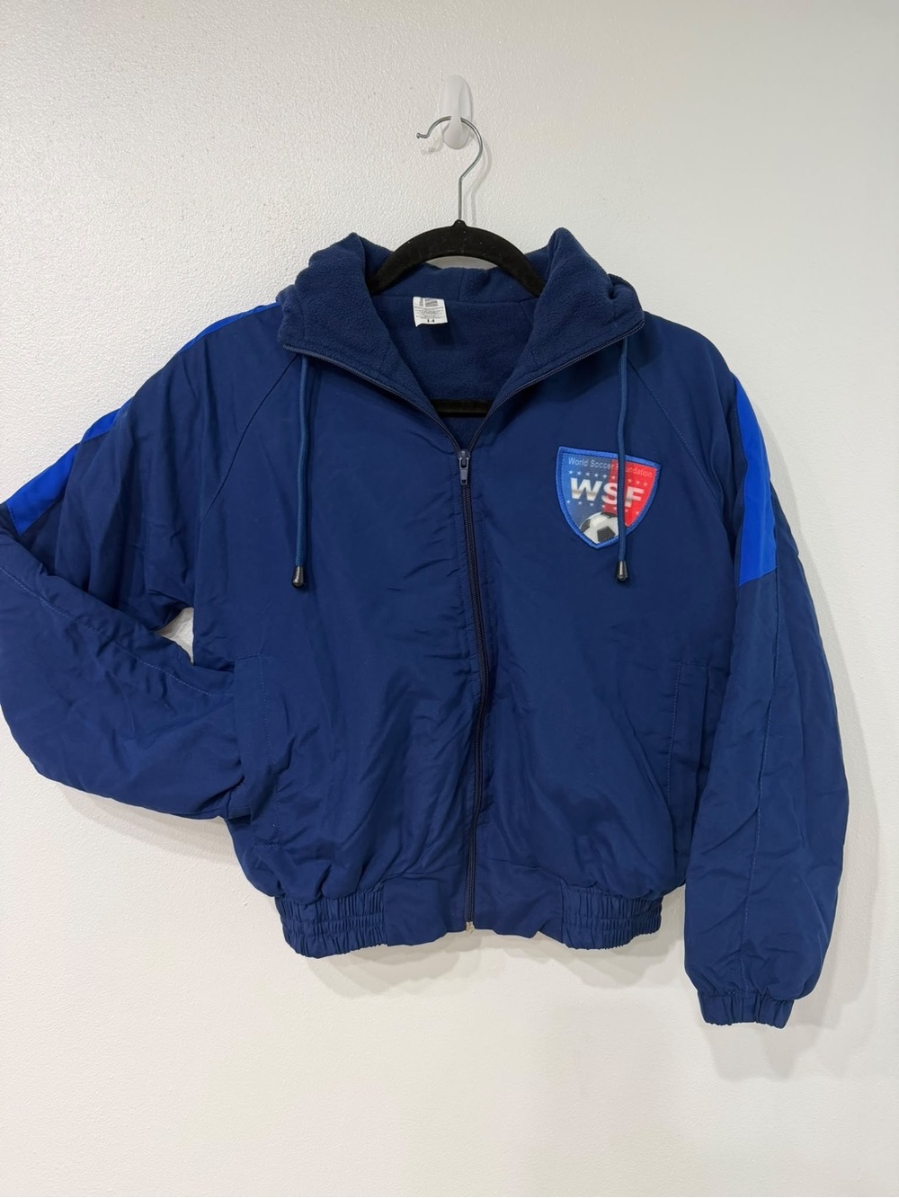 Boy Navy Hooded Windbreaker Jacket Size 14